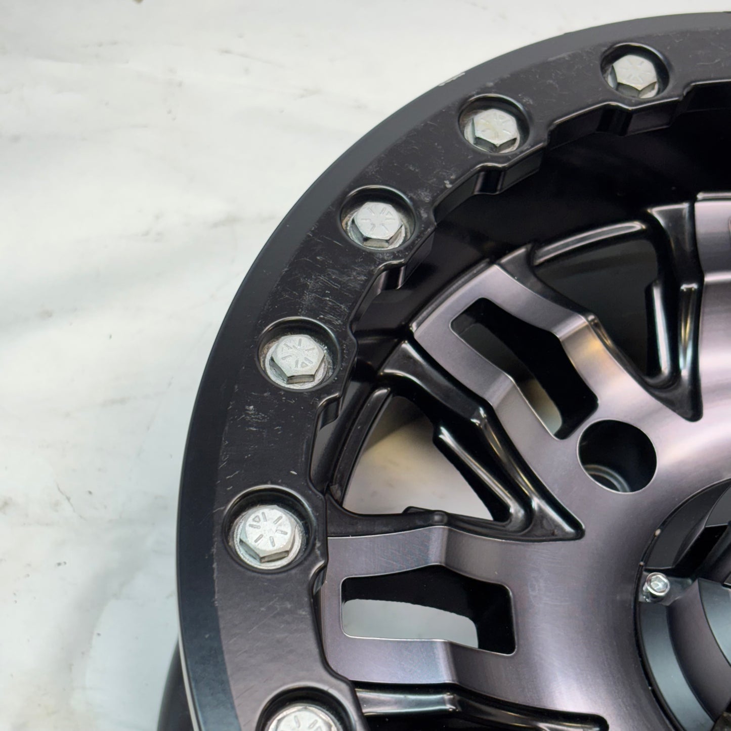 TUSK TETON BEADLOCK ATV/UTV GUN METAL/BLACK WHEELS 14X7 4/156 ET+5