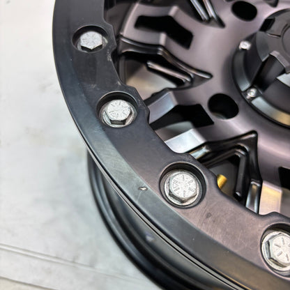 TUSK TETON BEADLOCK ATV/UTV GUN METAL/BLACK WHEELS 14X7 4/156 ET+5