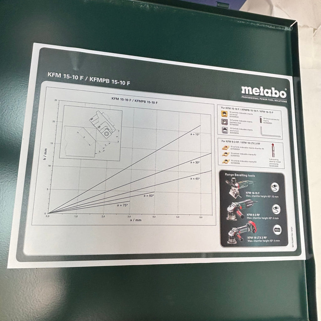 METABO PORTABLE BEVELING MACHINE 10MM SIZE KFM 15-10 F