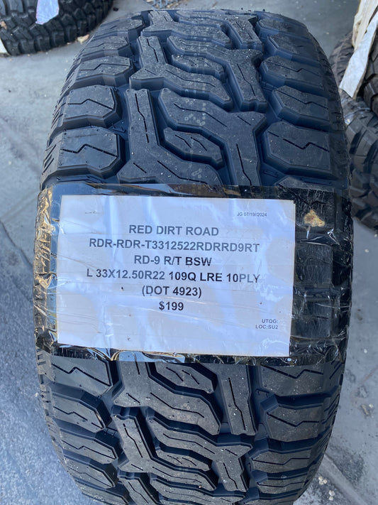 (Todo)RED DIRT ROAD RD-9 R/T BSW LT 33 12.5 22 109Q LRE 10PLY TIRE T3312522RDRRD9RT