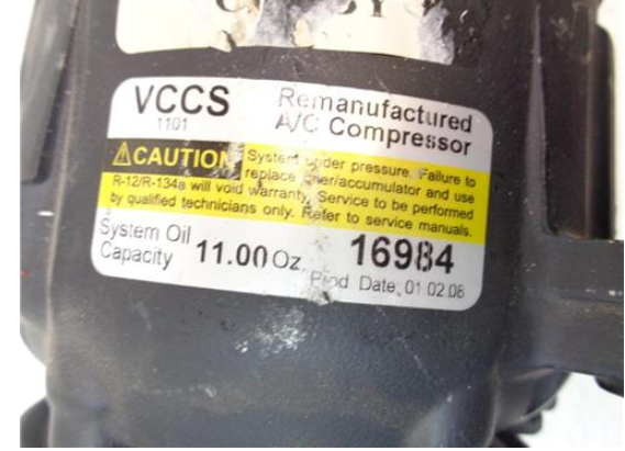 REMANUFACTURED VCCS 16984 AC COMPRESSOR (UNKNOWN FITMENT) R2-1