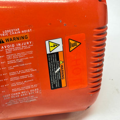CM LODESTAR MODEL F 1/2-TON 16FPM 115V-1-60 10FT LIFT HEIGHT ELECTRIC CHAIN HOIST 2752NH-SH