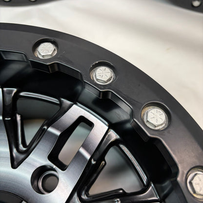 TUSK TETON BEADLOCK ATV/UTV GUN METAL/BLACK WHEELS 14X7 4/156 ET+5