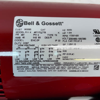 BELL AND GOSSETT MAINTENANCE FREE PUMP 612T SERIES 60 PUMP 1 HP MOTOR 172745LF
