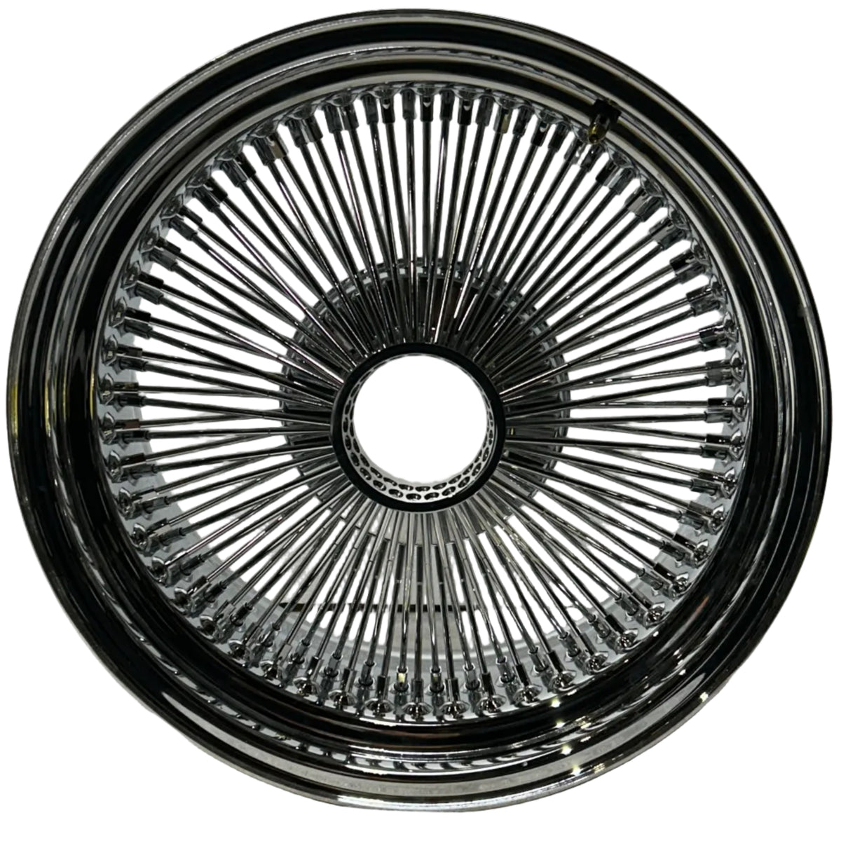 SINGLE 17X8 STANDARD 100 SPOKES ALL CHROME LOWRIDER WIRE WHEEL RIMS