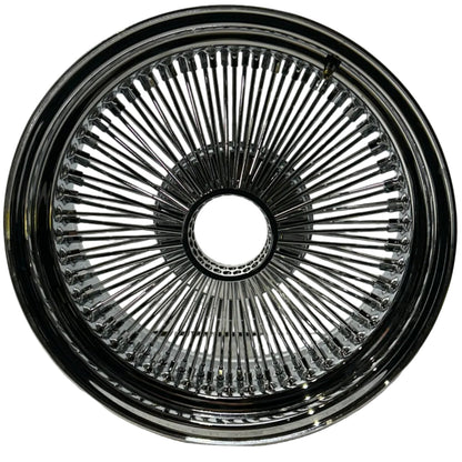 SINGLE 17X8 STANDARD 100 SPOKES ALL CHROME LOWRIDER WIRE WHEEL RIMS