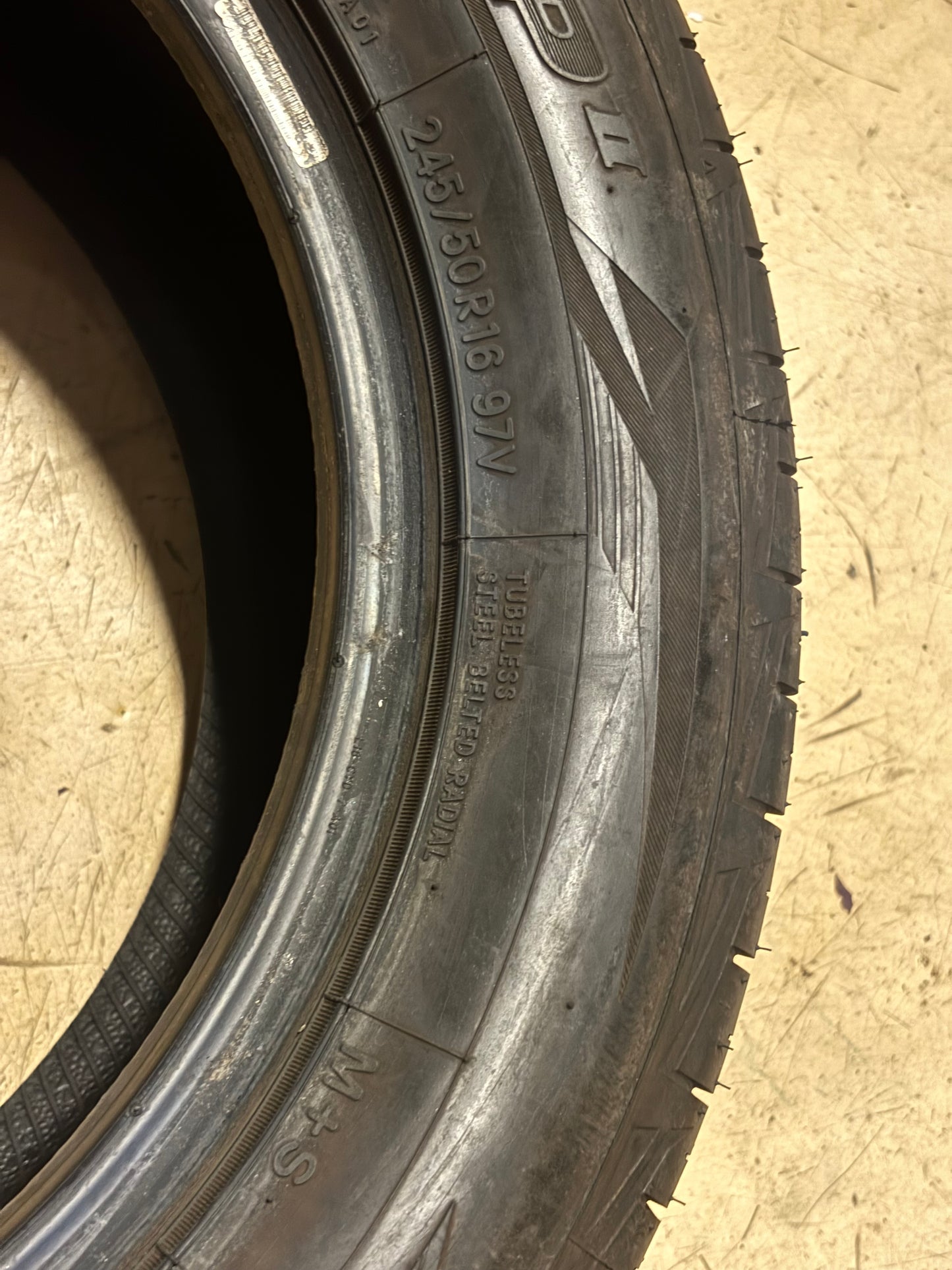 USED 9/32" OF 9.6/32" OS TOYO EXTENSA SPORT II 245 50 16 97V SL TIRE 196460 DEALER TAKE OFF ALL SEASON