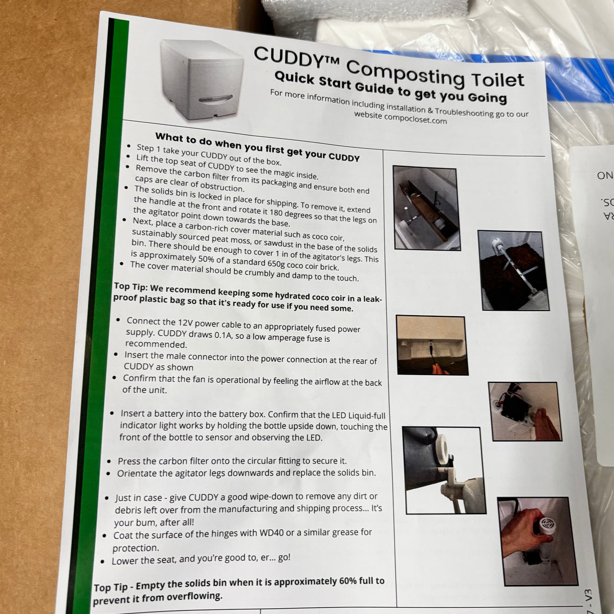 CUDDY COMPOSTING TOILET 3.9 GAL CAPACITY