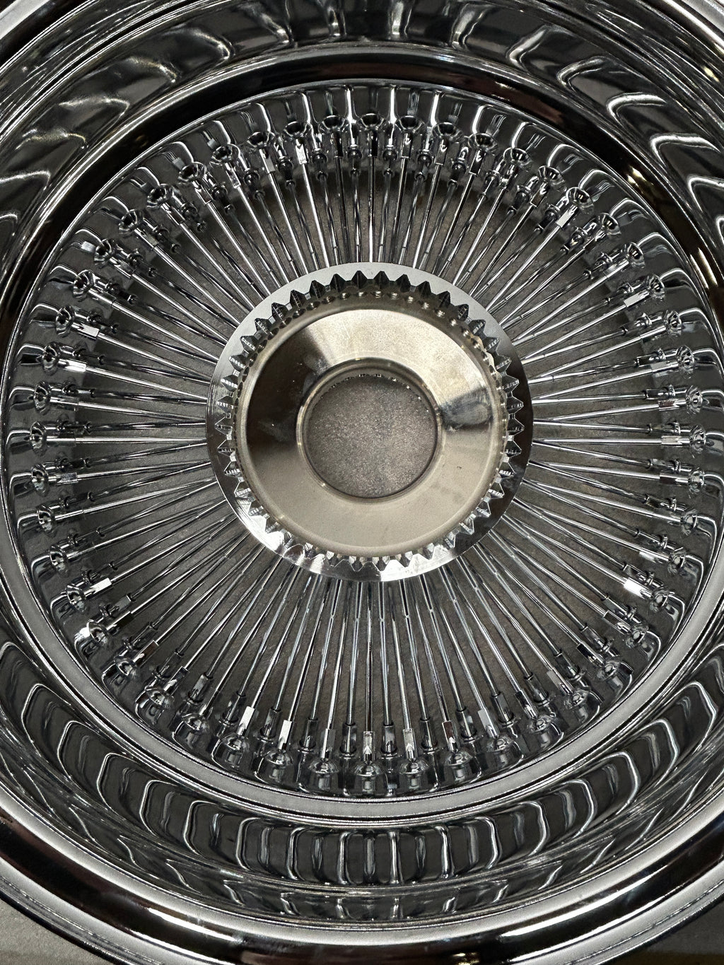 SINGLE 17X8 STANDARD 100 SPOKES ALL CHROME LOWRIDER WIRE WHEEL RIMS