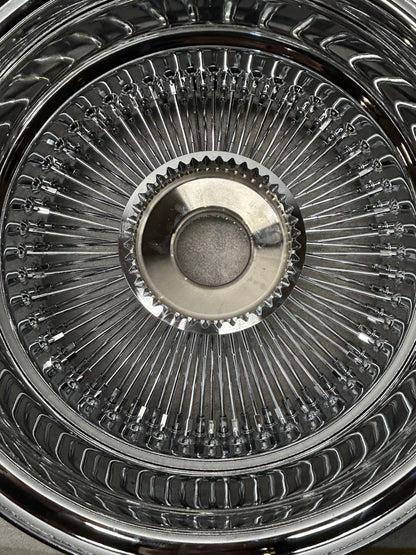 SINGLE 17X8 STANDARD 100 SPOKES ALL CHROME LOWRIDER WIRE WHEEL RIMS