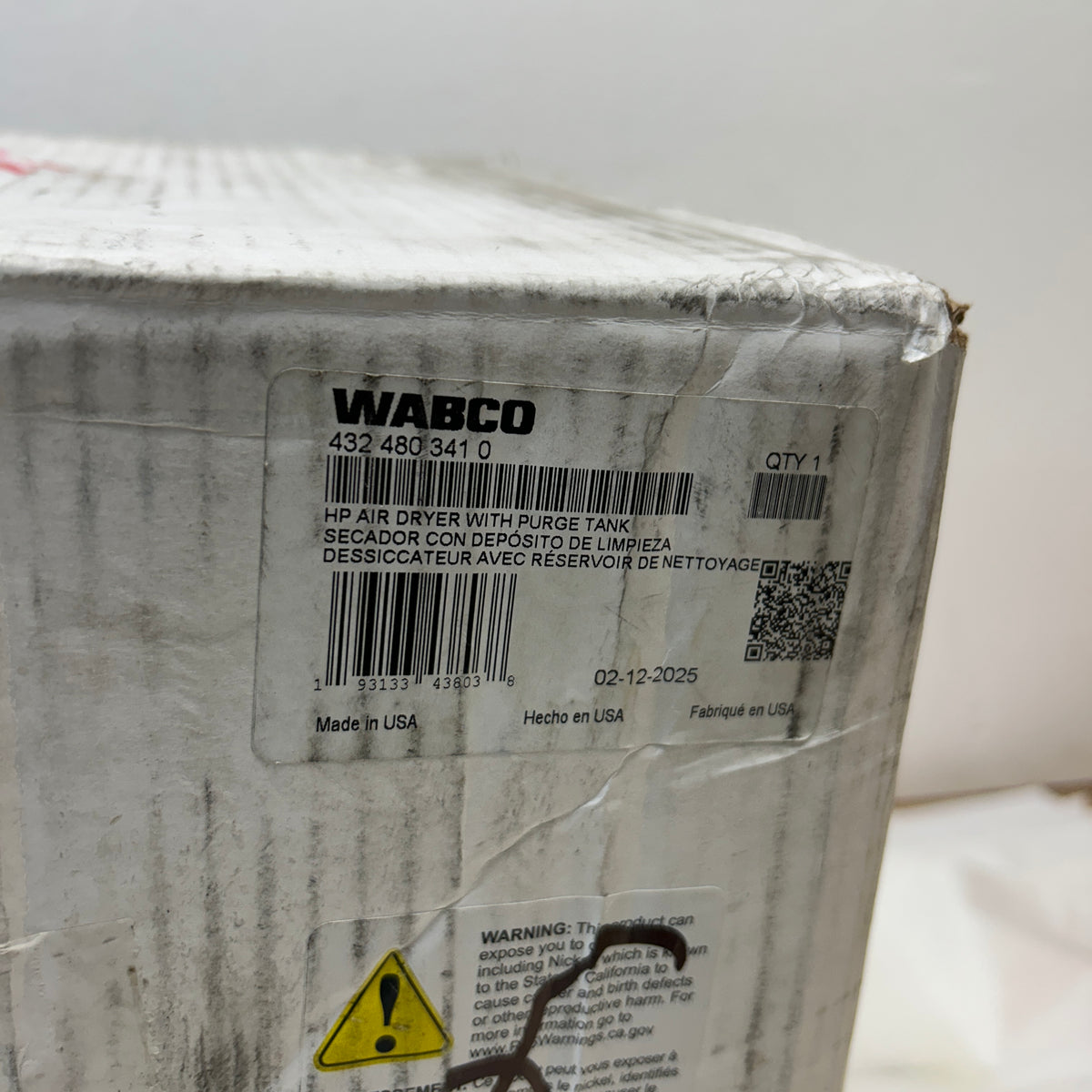 WABCO 432-480-341-0 HP Air Brake Dryer - 12V, Coalescing Cartridge, with Purge Tank