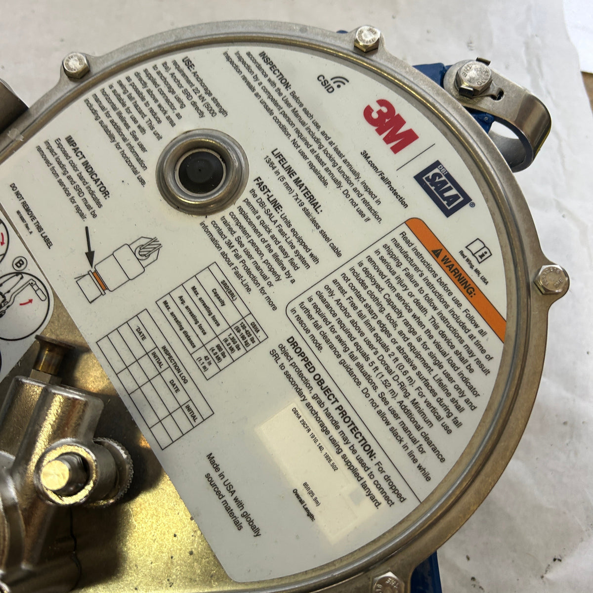 3M DBI-SALA SEALED-BLOK 85 FT 3-WAY RETRIEVAL STAINLESS CABLE SRL WITH BRACKET 3400168