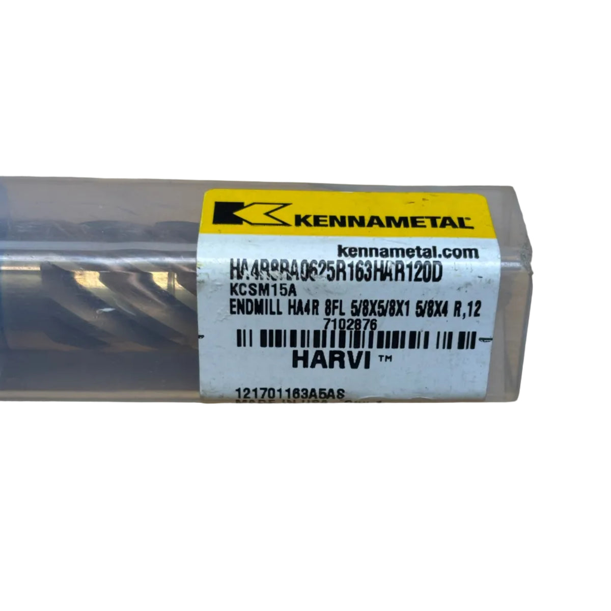KENNAMETAL GRADE SOLID CARBIDE END MILL 5/8X5/8X1 5/8X4 R.12 KCSM15A