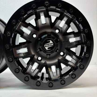 2 TUSK TETON BEADLOCK ATV/UTV MACHINED/BLACK WHEELS 14X7 4/156 ET+30 1852790004