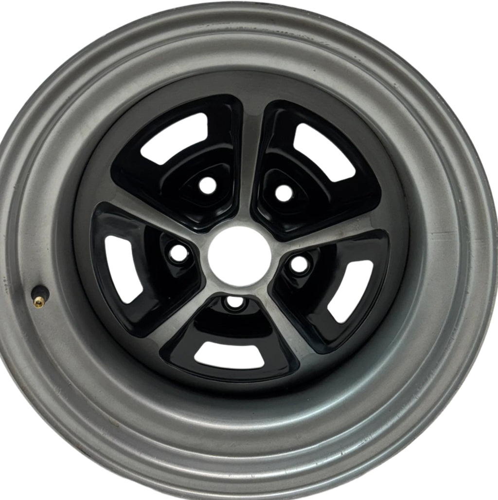 WHEEL VINTIQUES 50 SERIES SS396 SILVER WITH BLACK PAINTED SLOT WHEELS 15X8 5X4.75