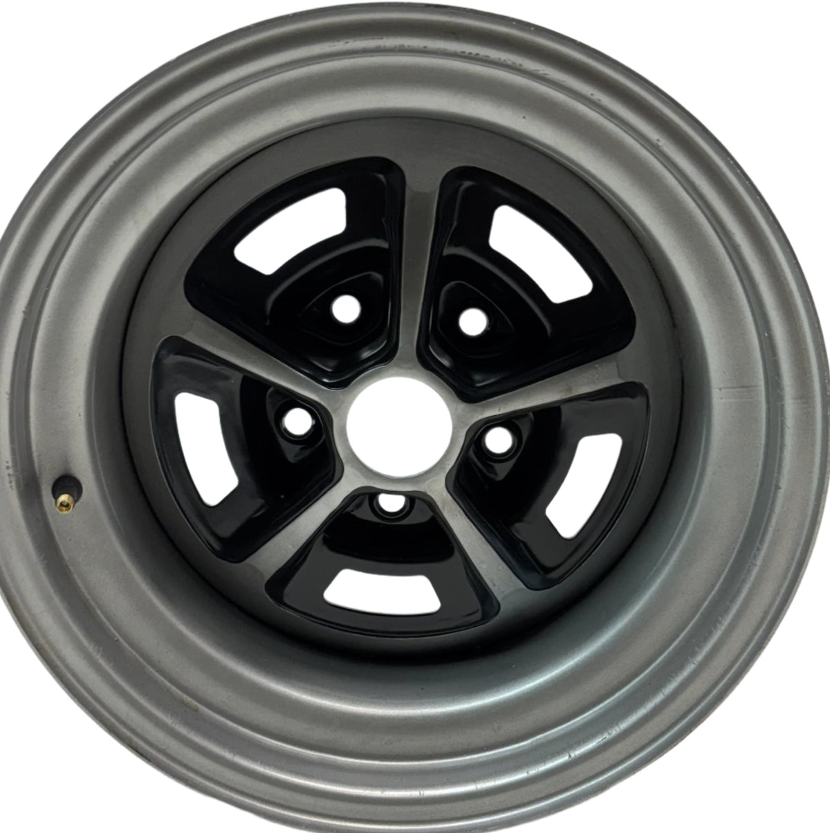 WHEEL VINTIQUES 50 SERIES SS396 SILVER WITH BLACK PAINTED SLOT WHEELS 15X8 5X4.75