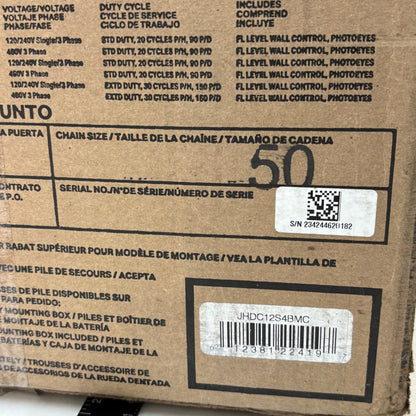 LIFTMASTER JHDC12S4BMC MAXUM HOIST OPERATOR MED DUTY 480VAC 3PH CHAIN SIZE 50