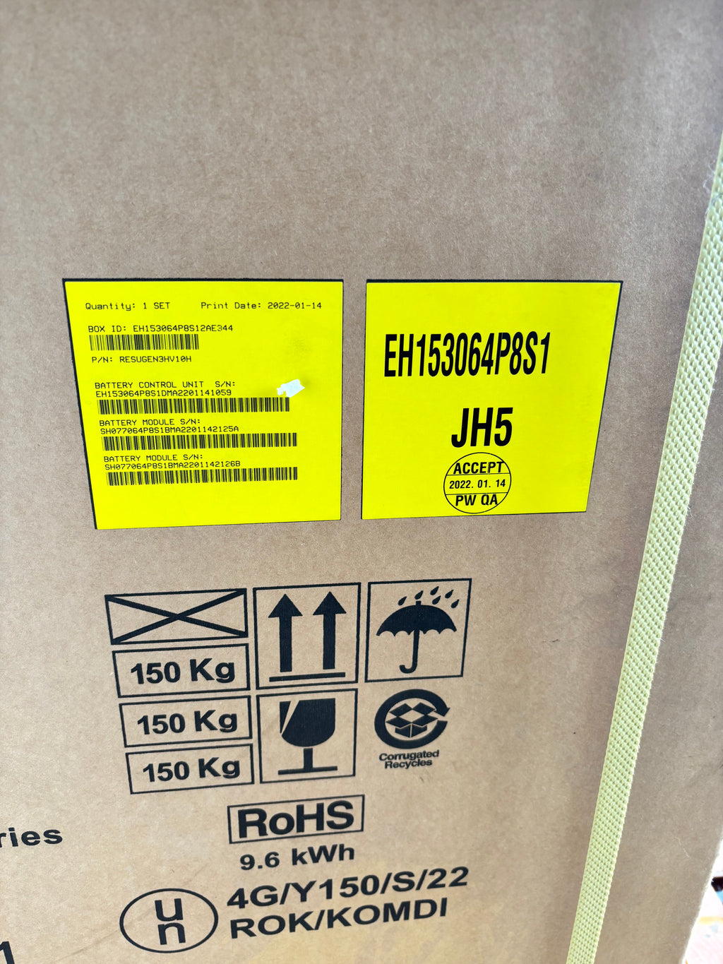 LG ENS EH153064P8 9.6KWH LITHIUM-ION BATTERY EH153064P8S1 JH5