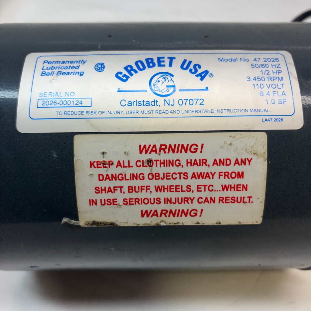 GROBET USA DOUBLE SPINDLE 1/2 HP POLISHING MOTOR 50/60HZ 3450RPM 110V 47.2026