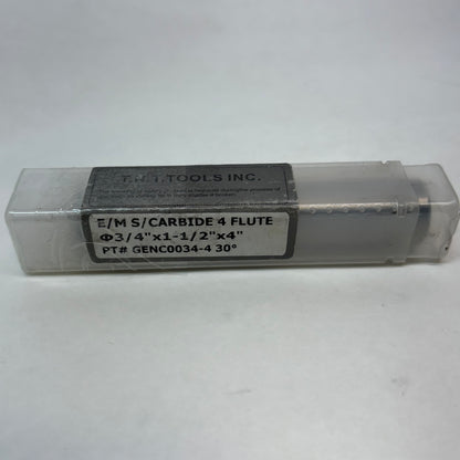 TNT TOOLS INC CARBUDE 4 FLUT END MILL 3/4" X 1-1/2" X4" GENC0034-4