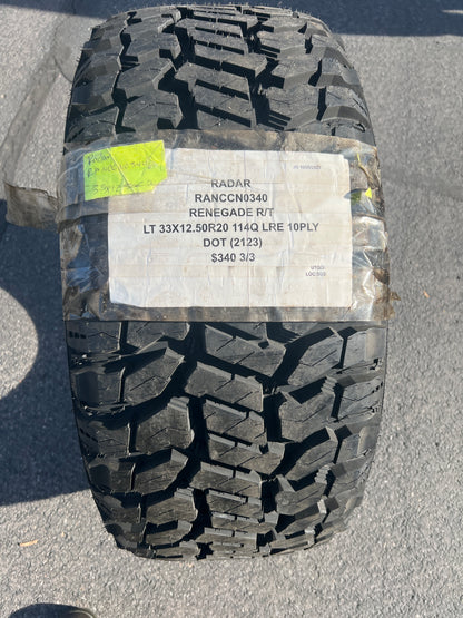 RADAR RENEGADE R/T LT 33 12.5 20 114Q LRE 10PLY RUGGED TERRAIN TIRE RANCCN0340