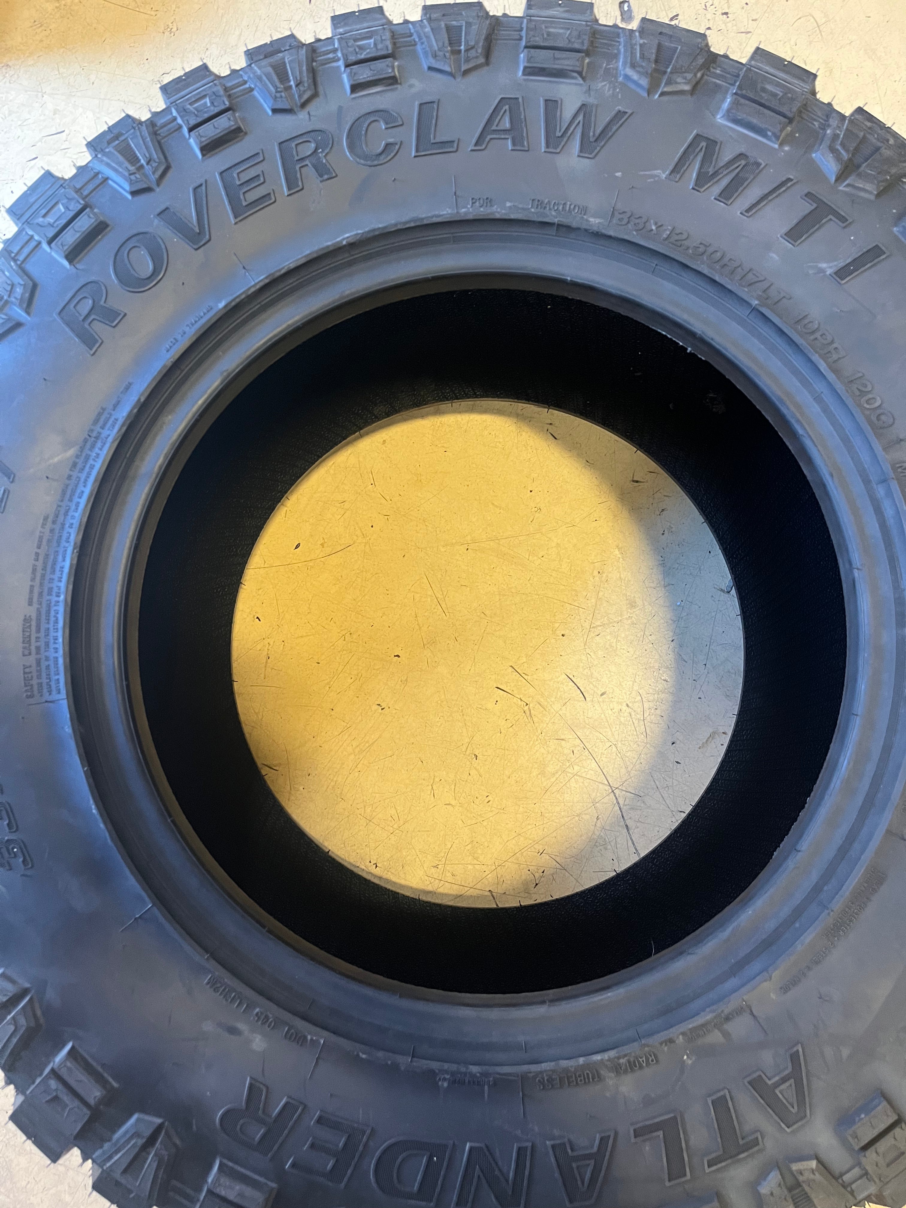 1 ATLANDER ROVERCLAW M/T 1 LT 33 12.50 17 120Q LRE TIRE ATL1680 MUD TERRAIN BSW