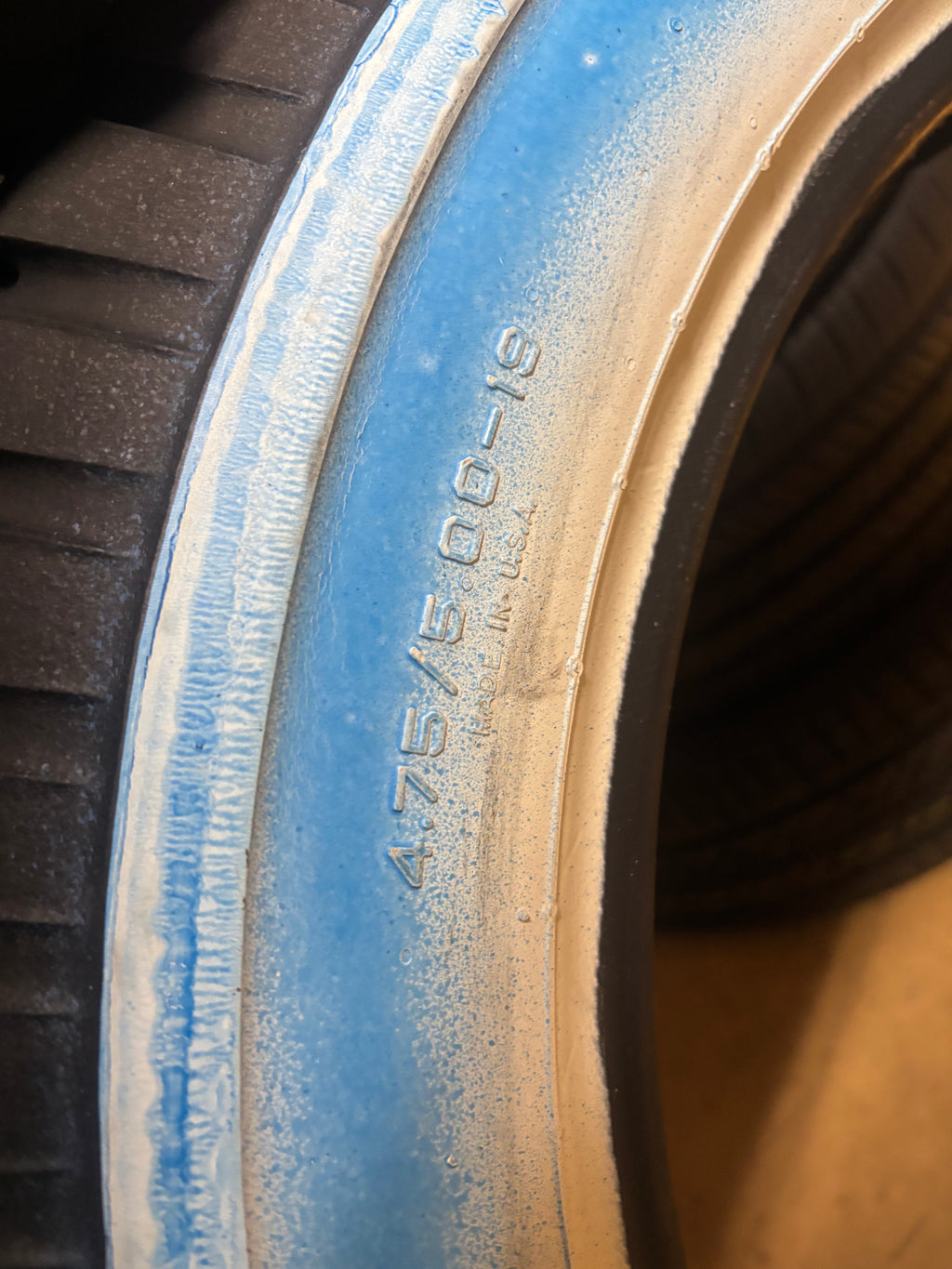 FIRESTONE GUM DIPPED 2.625 INCH WHITEWALL 4.75 5.00 19 CLASSIC CAR TIRE 729610