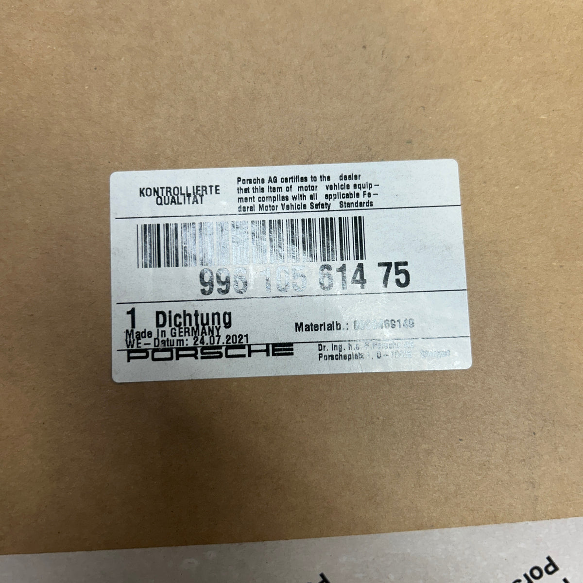 PORSCHE CAMSHAFT HOUSING TO CYLINDER HEAD GASKET  99610561475
