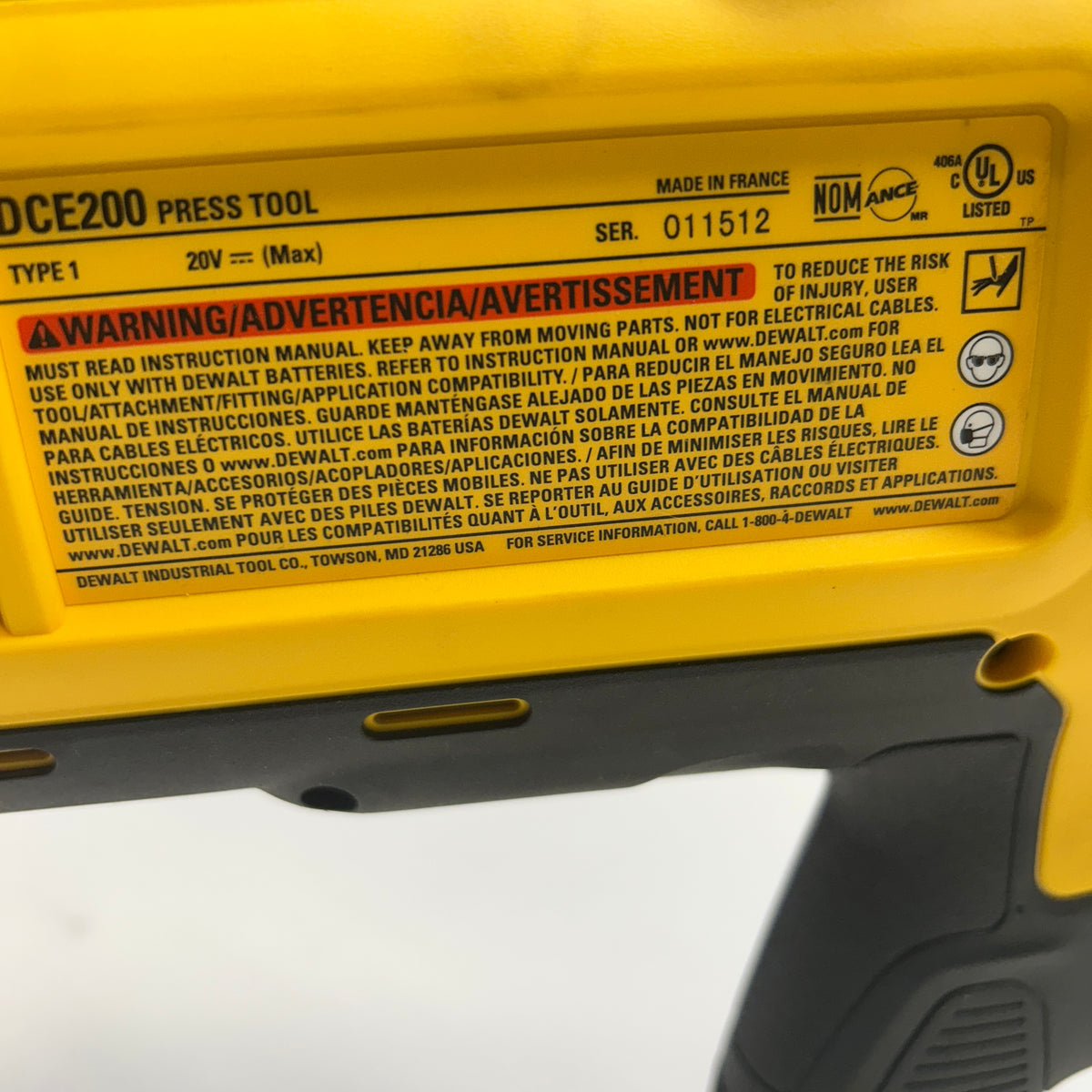 DEWALT CORDLESS PRESS TOOL KIT FOR 1/2"-2" PIPE PISTOL GRIP  DCE200M2K
