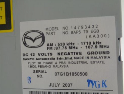 NEW MAZDA BAP5-79-EGX IN DASH CD/MP3 CHANGER 6 DISC R6