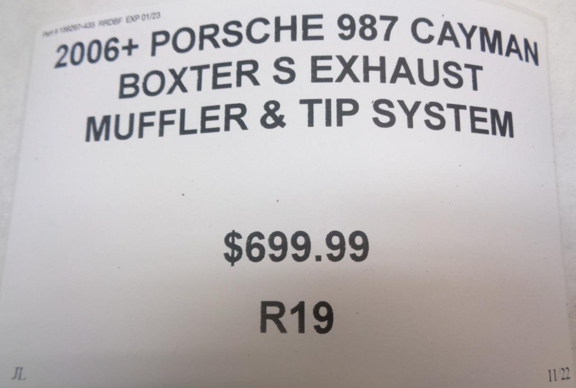 USED 2006+ GENUINE PORSCHE 987 CAYMAN BOXTER S EXHAUST MUFFLER & TIP SYSTEM R19