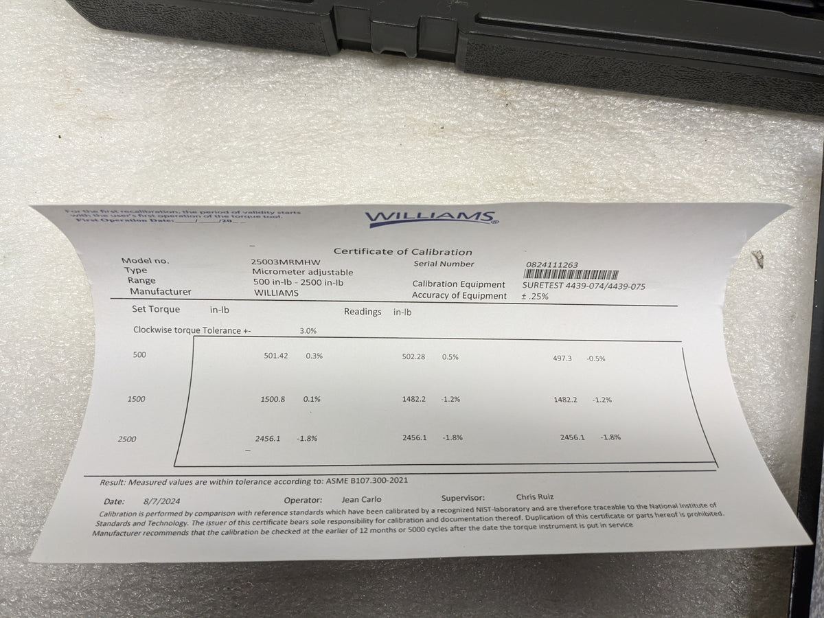 Williams 25003MRMHW Torque Wrench 1/2