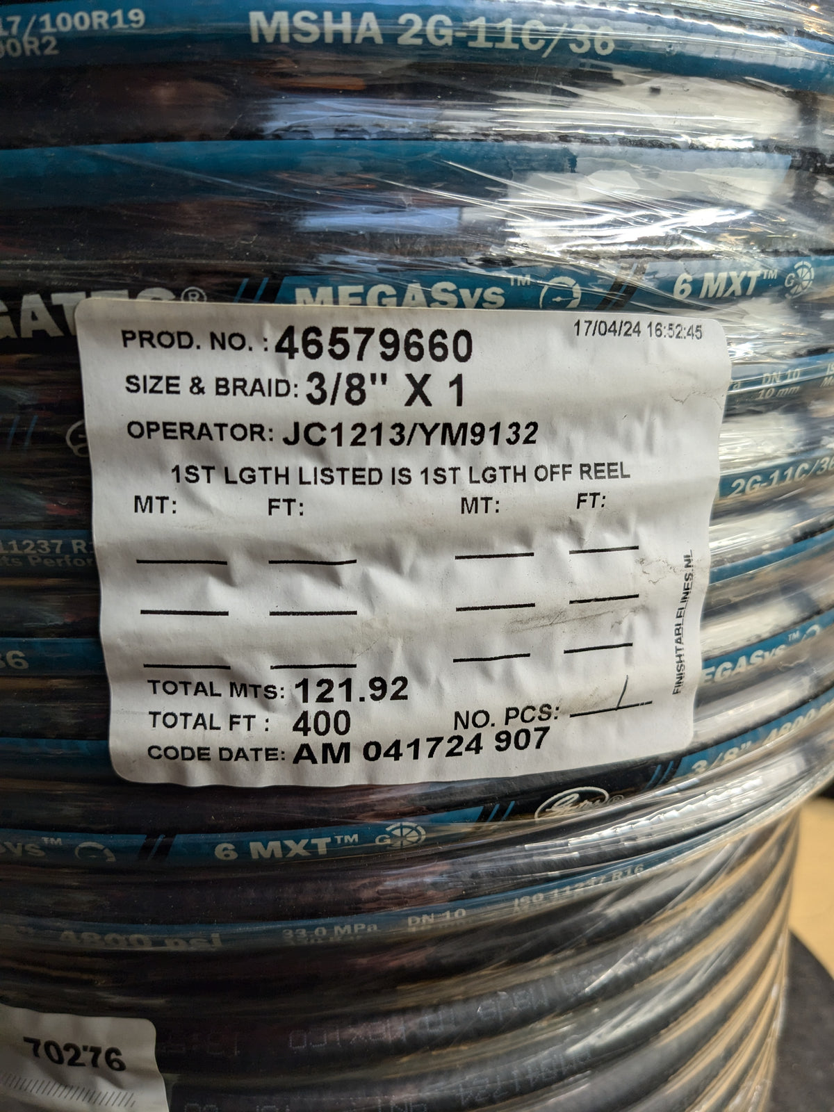 Hydraulic Hose - 6MXTXREEL - MXT MegaSys Wire Braid Hose - SAE 100R16 46579660