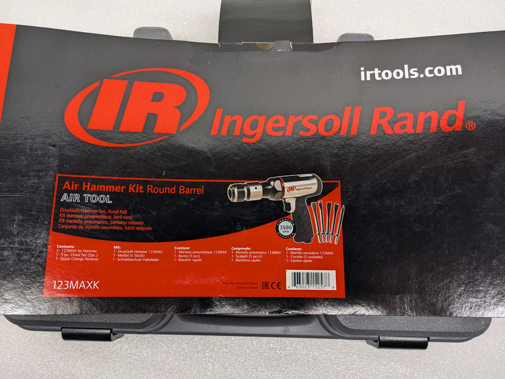INGERSOLL RAND 123MAXK VIBRATION REDUCED AIR HAMMER 5-PIECE CHISEL SET, 3,530 BPM, 2-5/8" STROKE, ROUND SHANK