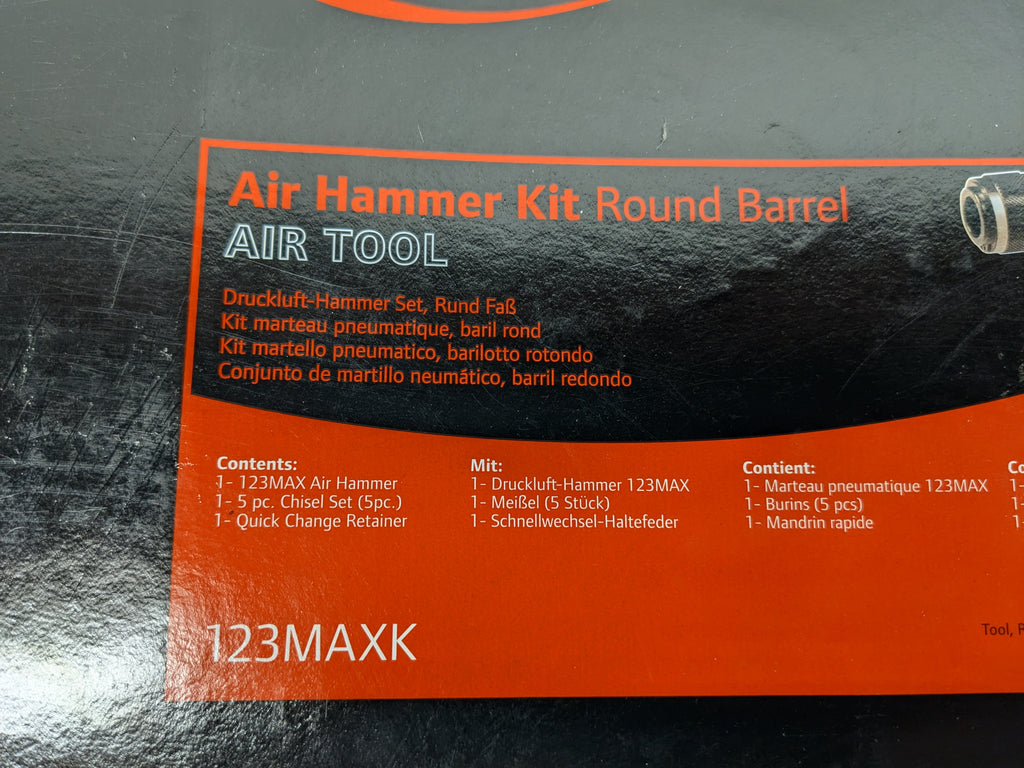 INGERSOLL RAND 123MAXK VIBRATION REDUCED AIR HAMMER 5-PIECE CHISEL SET, 3,530 BPM, 2-5/8" STROKE, ROUND SHANK