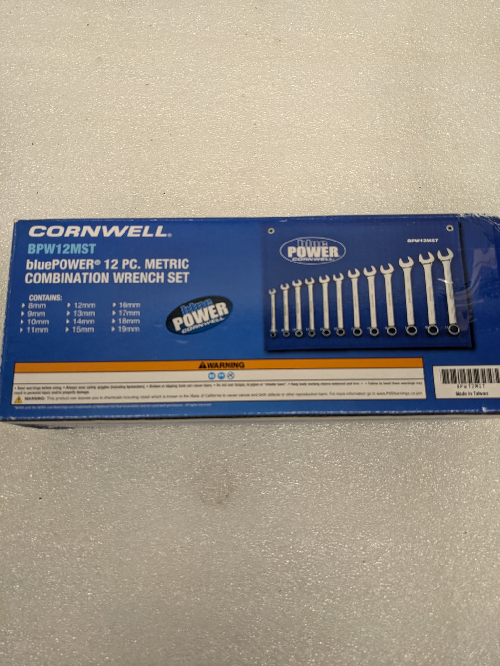BPW12MST - 12 PIECE CORNWELL BLUEPOWER METRIC COMBINATION WRENCH SET, 12 POINT