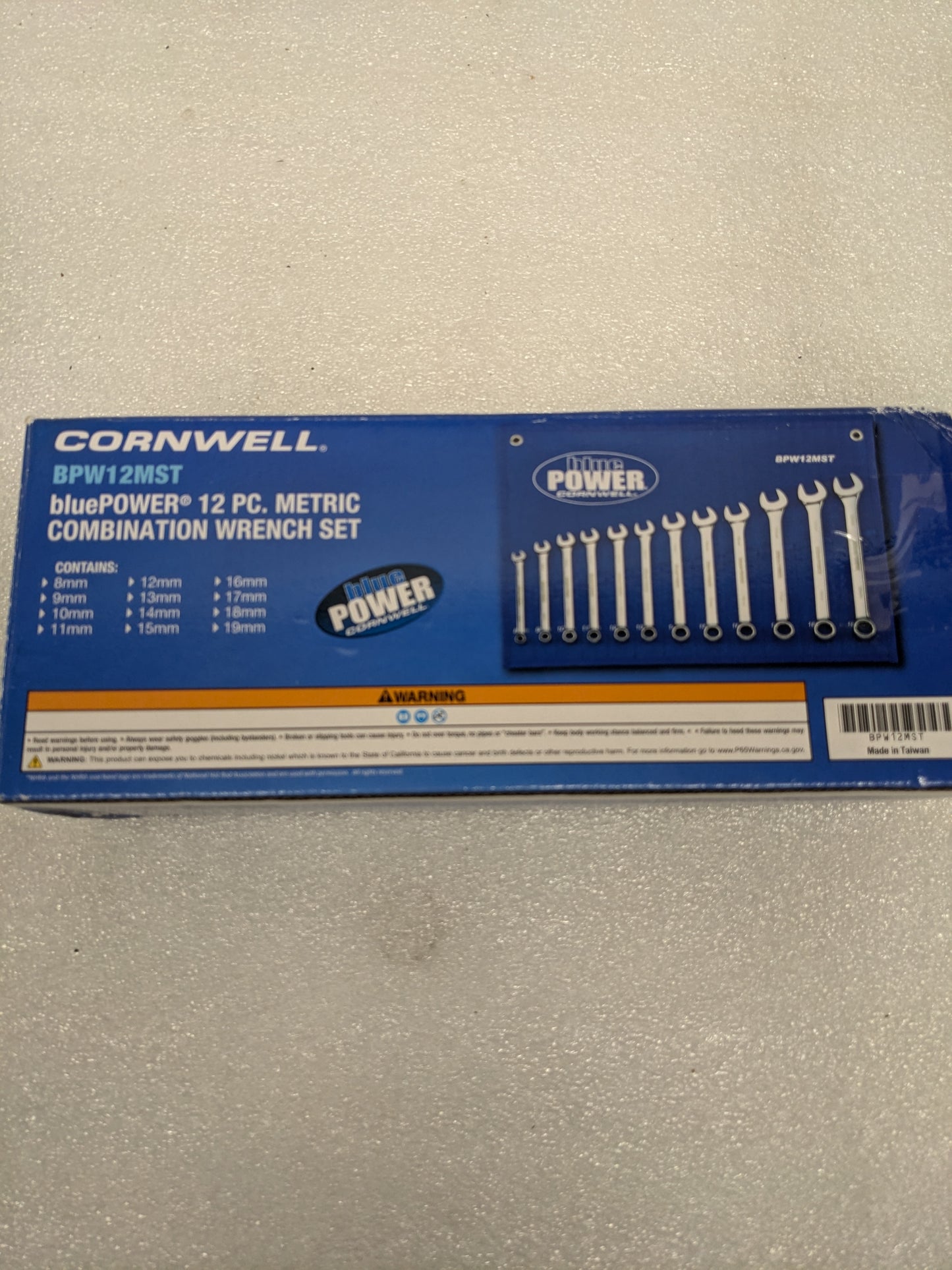 BPW12MST - 12 PIECE CORNWELL BLUEPOWER METRIC COMBINATION WRENCH SET, 12 POINT