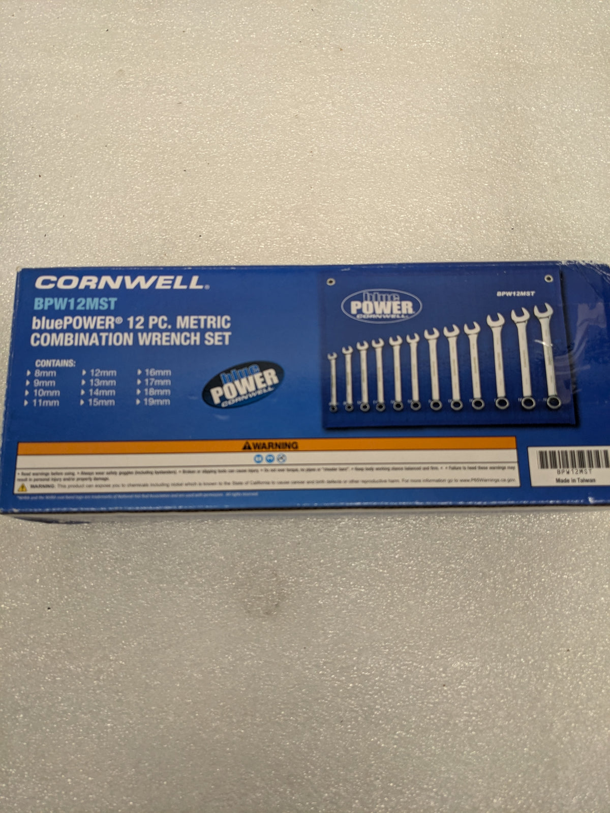 BPW12MST - 12 PIECE CORNWELL BLUEPOWER METRIC COMBINATION WRENCH SET, 12 POINT
