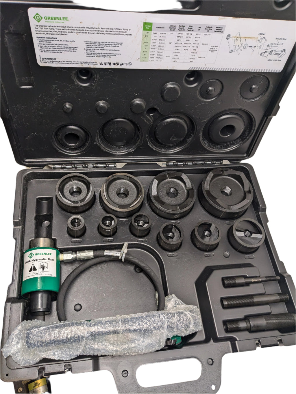 GREENLEE 7310SB HYDRAULIC KNOCKOUT KIT 11-TON WITH HAND PUMP AND SLUG-BUSTER® 1/2" - 4"