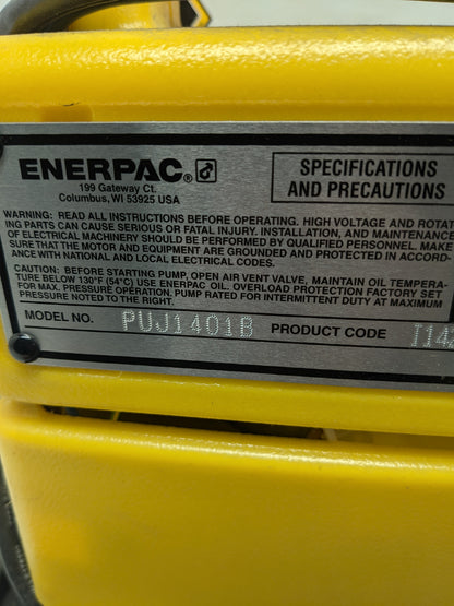 ENERPAC PUJ1401B ECONOMY ELECTRIC HYDRAULIC PUMP 4/3 MANUAL VALVE