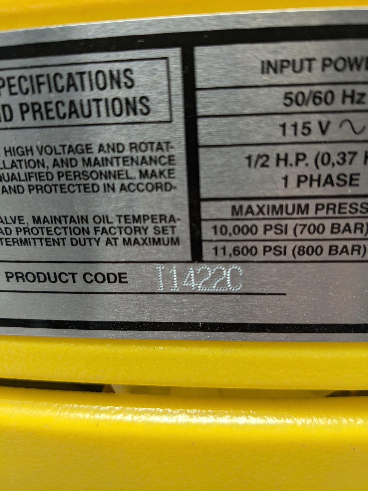 ENERPAC PUJ1401B ECONOMY ELECTRIC HYDRAULIC PUMP 4/3 MANUAL VALVE
