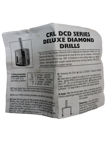 CRL GLASS DRILL DIA 2.5" PARALLEL SHANK STANDARD WALL 378438 DCD SERIES DELUXE DIAMOND DRILLS