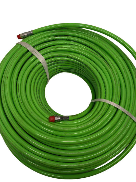 PIRANHA PRODUCTS LL6 SEWER CLEANING HOSE 3/8" I.D. WP 4000 PSI MAX WT 190 DEGREE F WATER USE ONLY Q.C. #774744-C 041024 1225