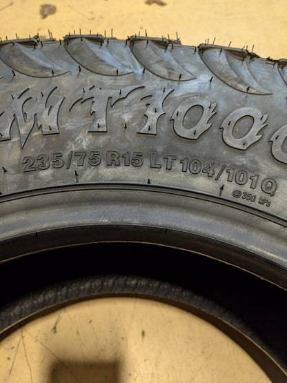 ZEETEX MT1000 BSW LT 235 75 15 104/101Q 6PLY MUD TERRAIN TIRE 1200053897