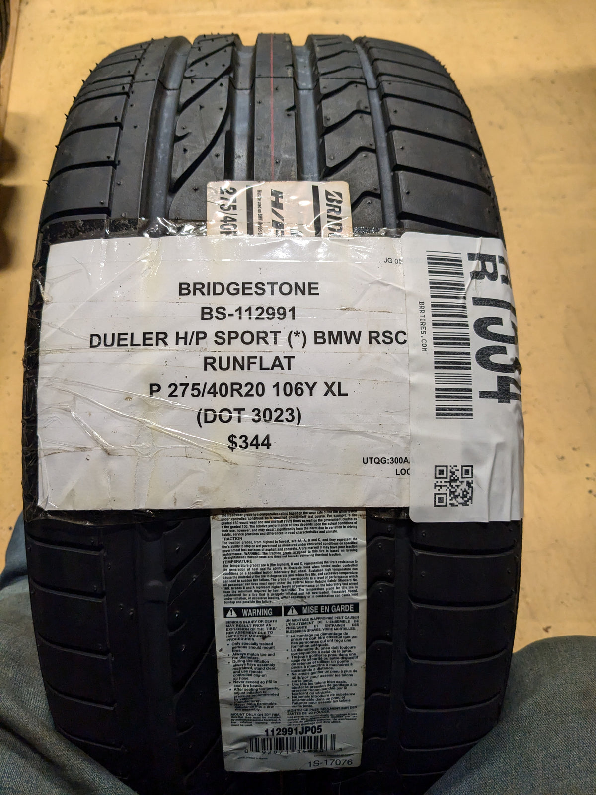BRIDGESTONE DUELER H/P SPORT BMW RSC RUNFLAT P275/40R20 106Y XL 112991