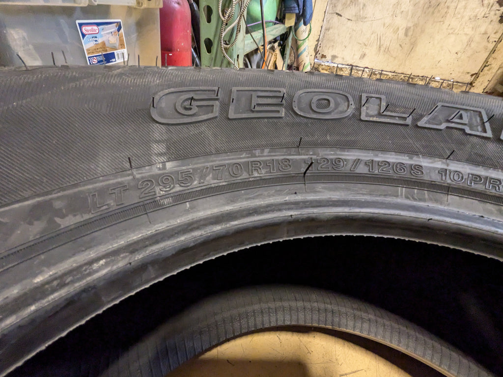 2 YOKOHAMA GEOLANDAR A/T4 G018 LT 295 70 18 129/126S E ALL TERRAIN TIRE 110101845