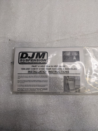 DJM SUSPENSION HS2599-4 LEAF SPRING SHACKLES AND HANGERS KIT FOR 1999-2004 CHEVY 1500 4INCH NEW SR