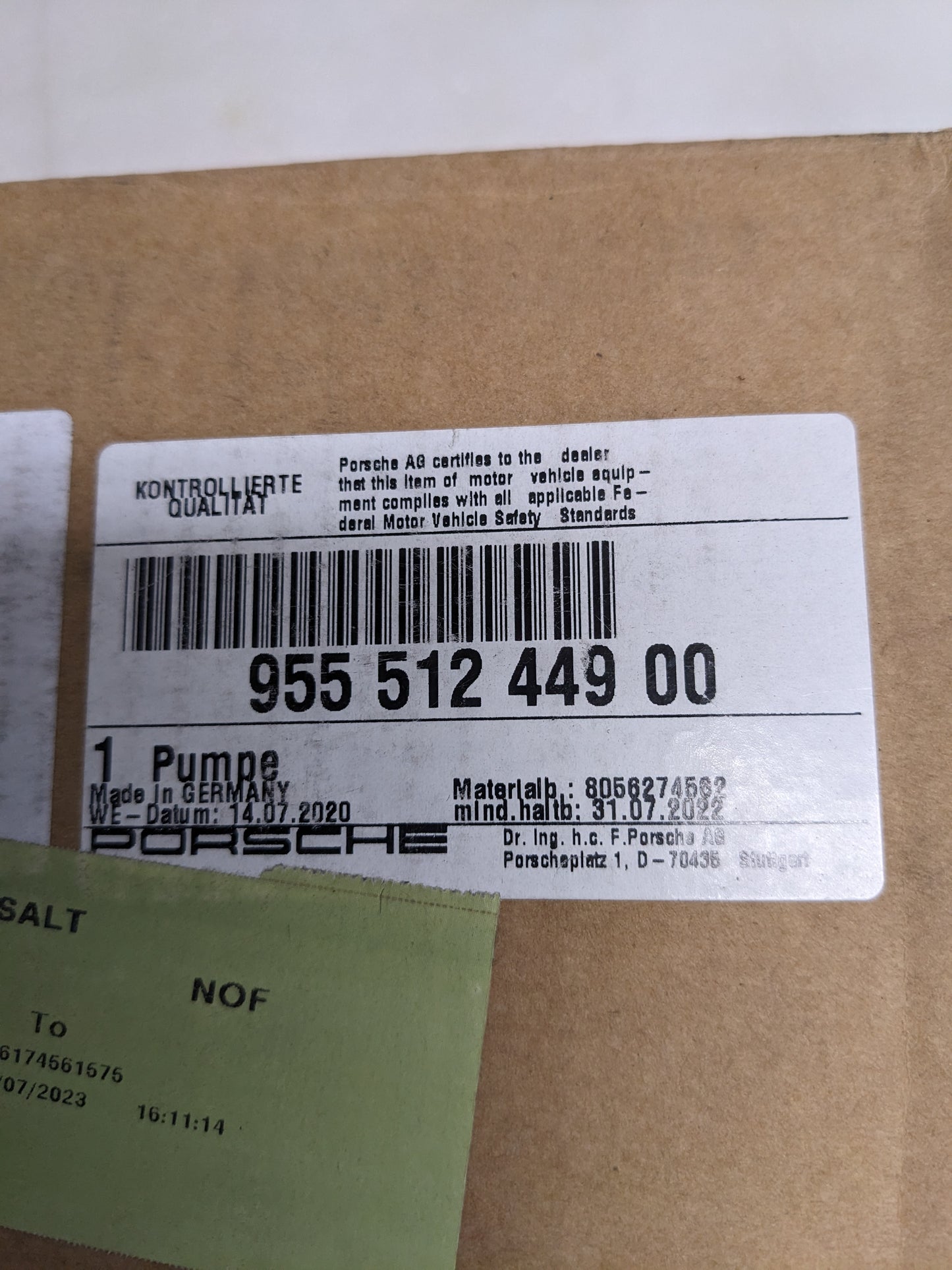 PORSCHE 95551244900 HYDRAULIC PUMP FOR POWER HATCH FOR 2008-2010 CAYENNE NEW R15