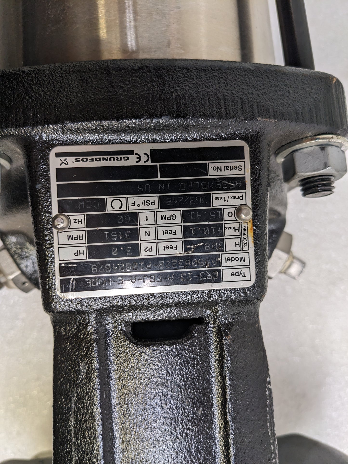 GRUNDFOS CR3-13-A-FGJ-A-E-HQQE VERTICAL MULTISTAGE CENTRIFUGAL PUMP 7 WEG MOTOR NEW H1