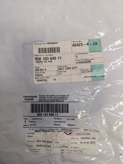 PORSCHE 95810364911 OIL PAN GASKET FOR 2017-2018 MACAN NEW R23T2